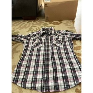 Cowgirl hardware womens rhinestone pearl snap plaid shirt size large